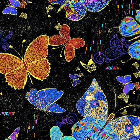 gold metallic butterfly fabric|Striking, Multi.